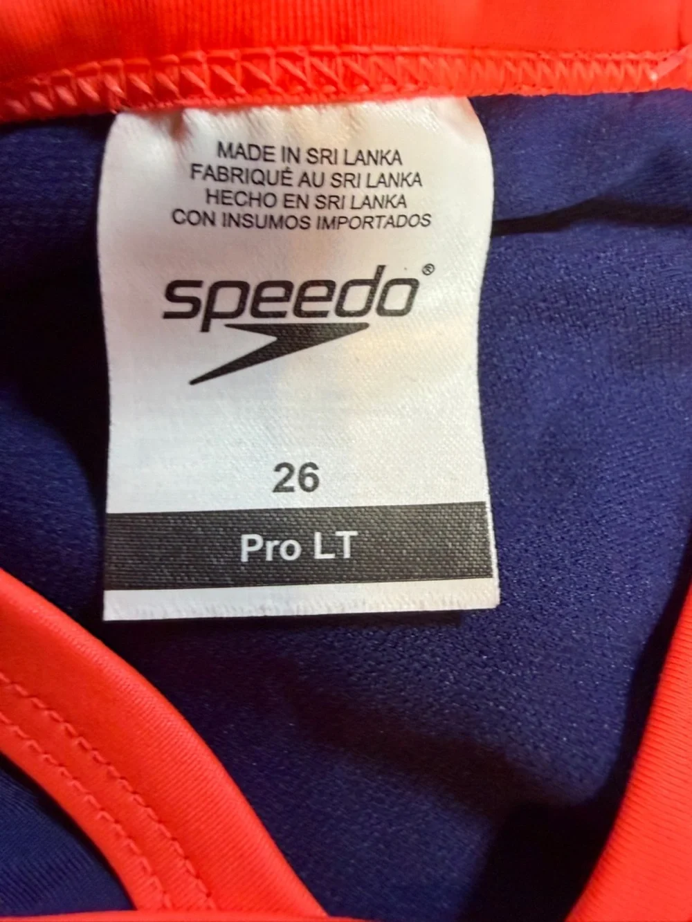 Speedo Pro LT 26 Navy and Red Athletic One-Piece Swimsuit